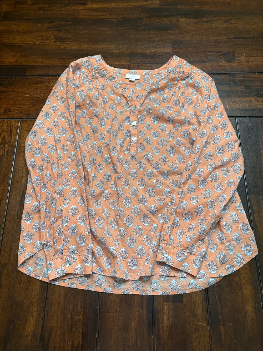 J. Jill orange floral print blouse, size L